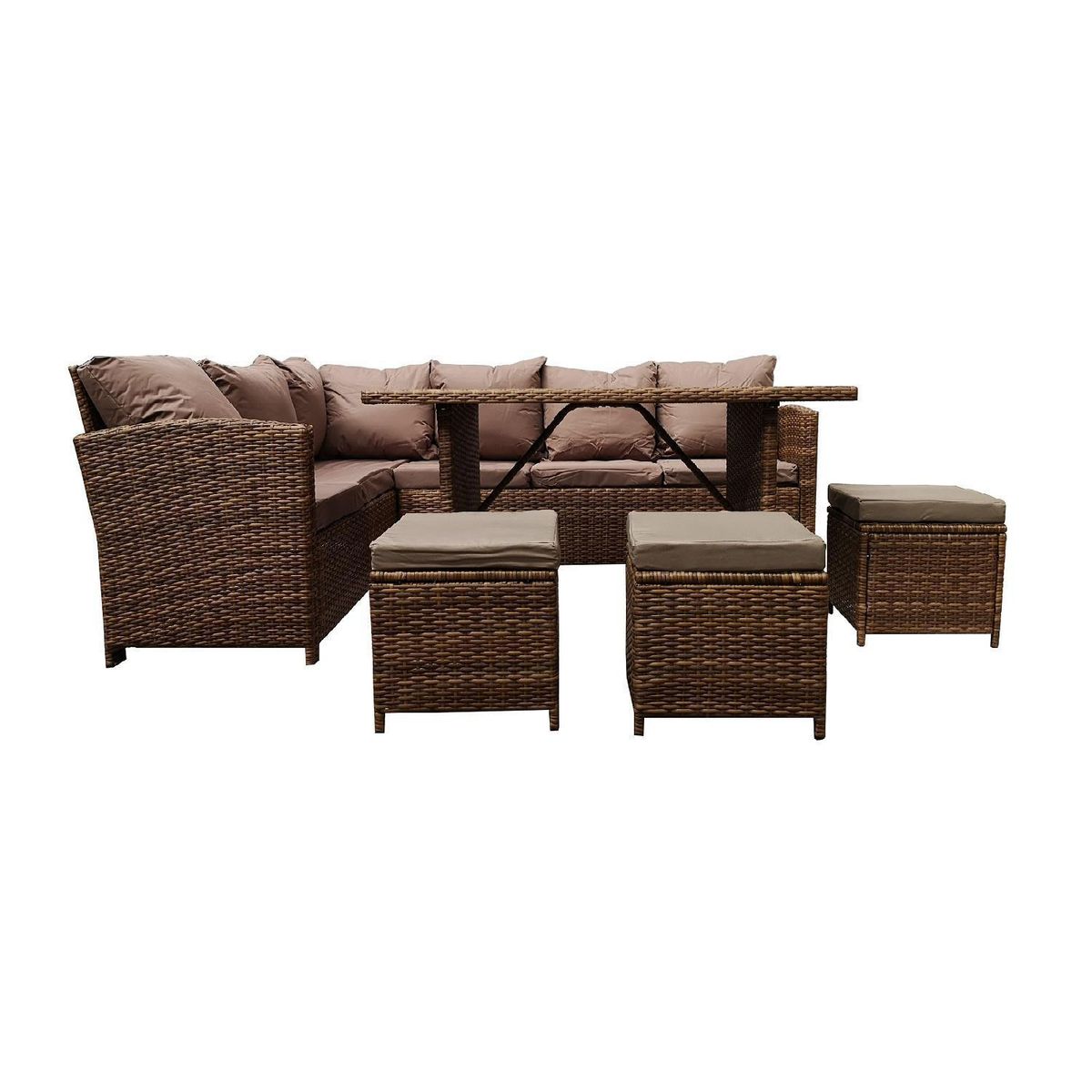 EL BARCO - Juego de Comedor de Terraza Antonia 9 Personas Café