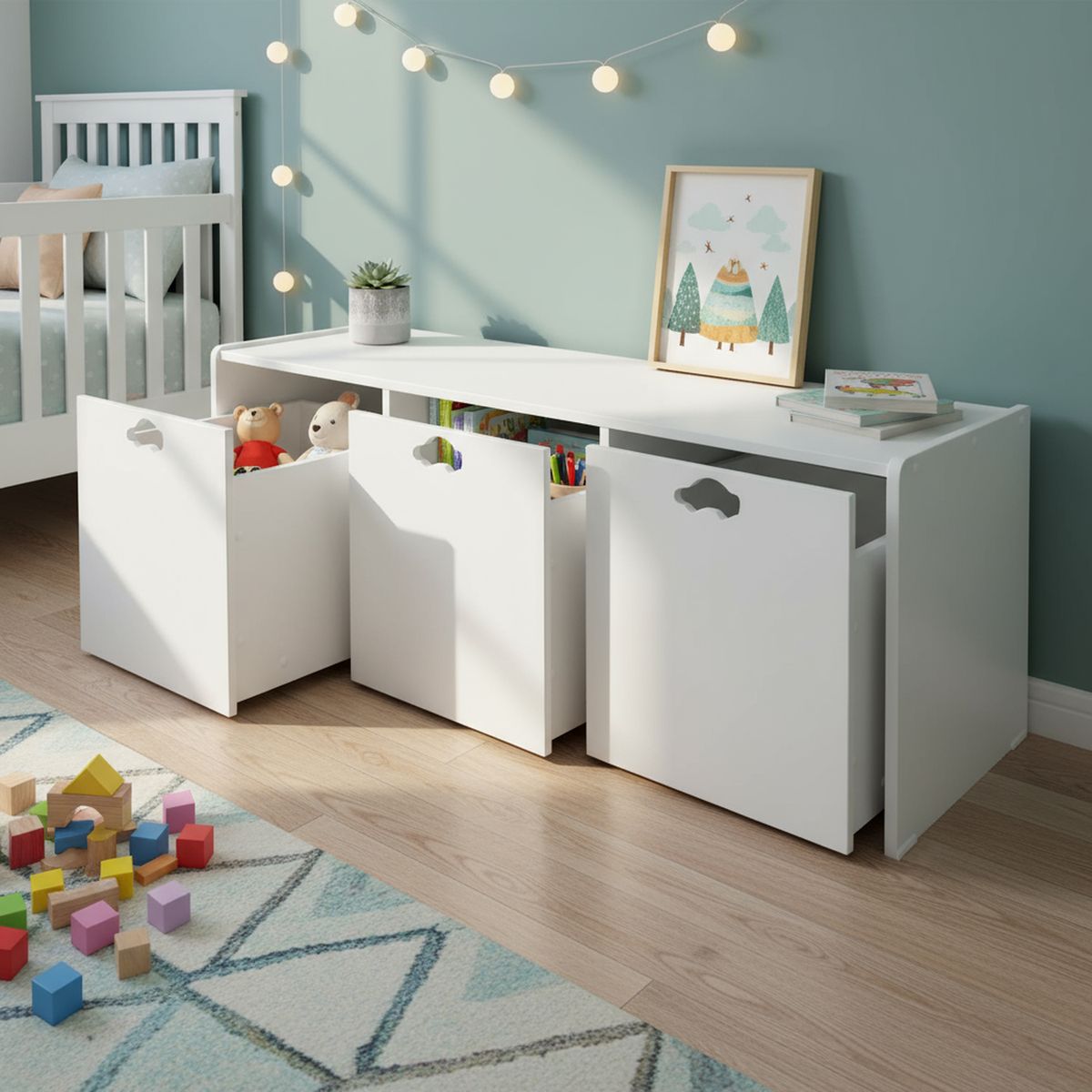 MUEBLES KIDS - Juguetera 3 Cajón(es) Auto 120x50x50 cm Blanca