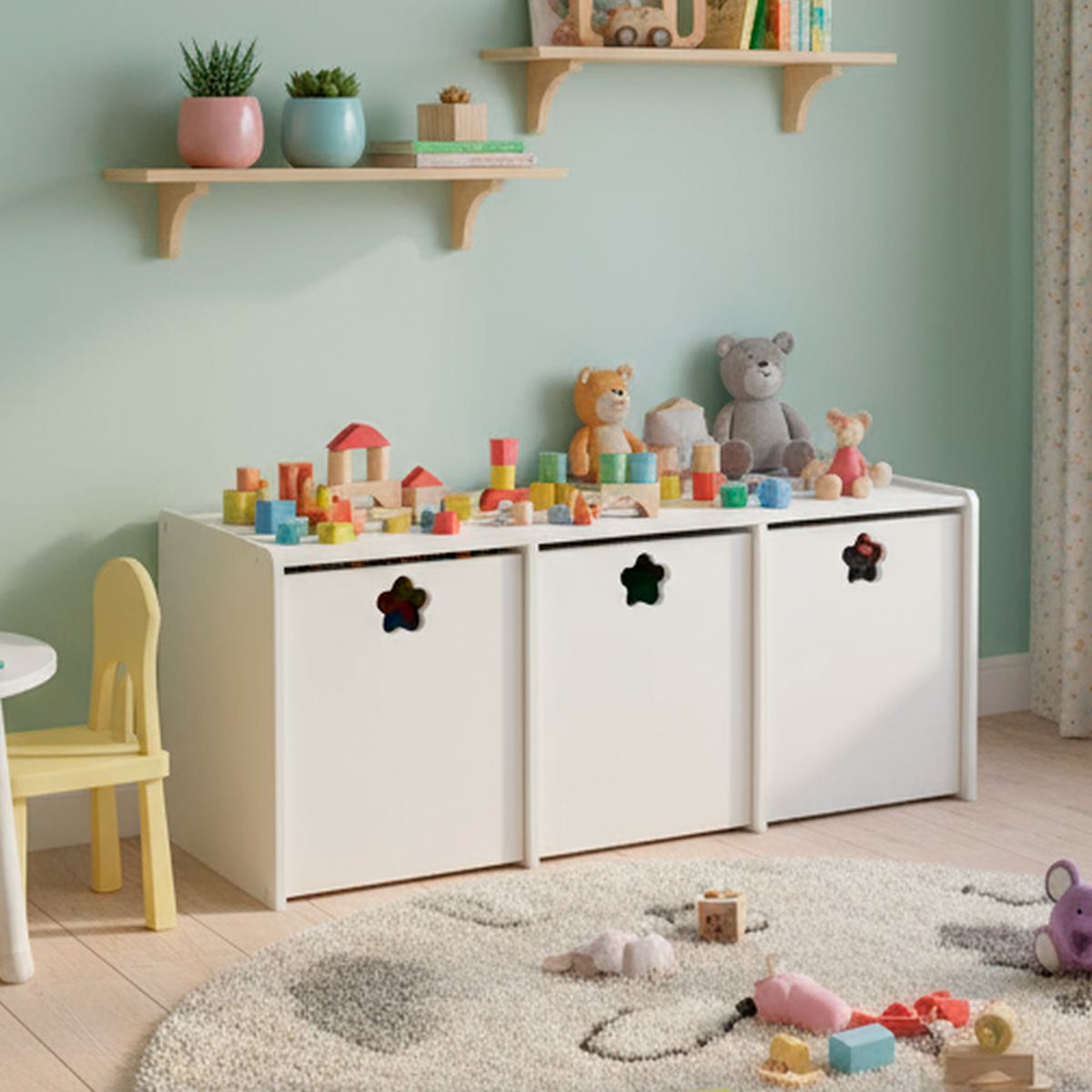 MUEBLES KIDS - Juguetera 3 Cajón(es) Flor 120x50x50 cm Blanco