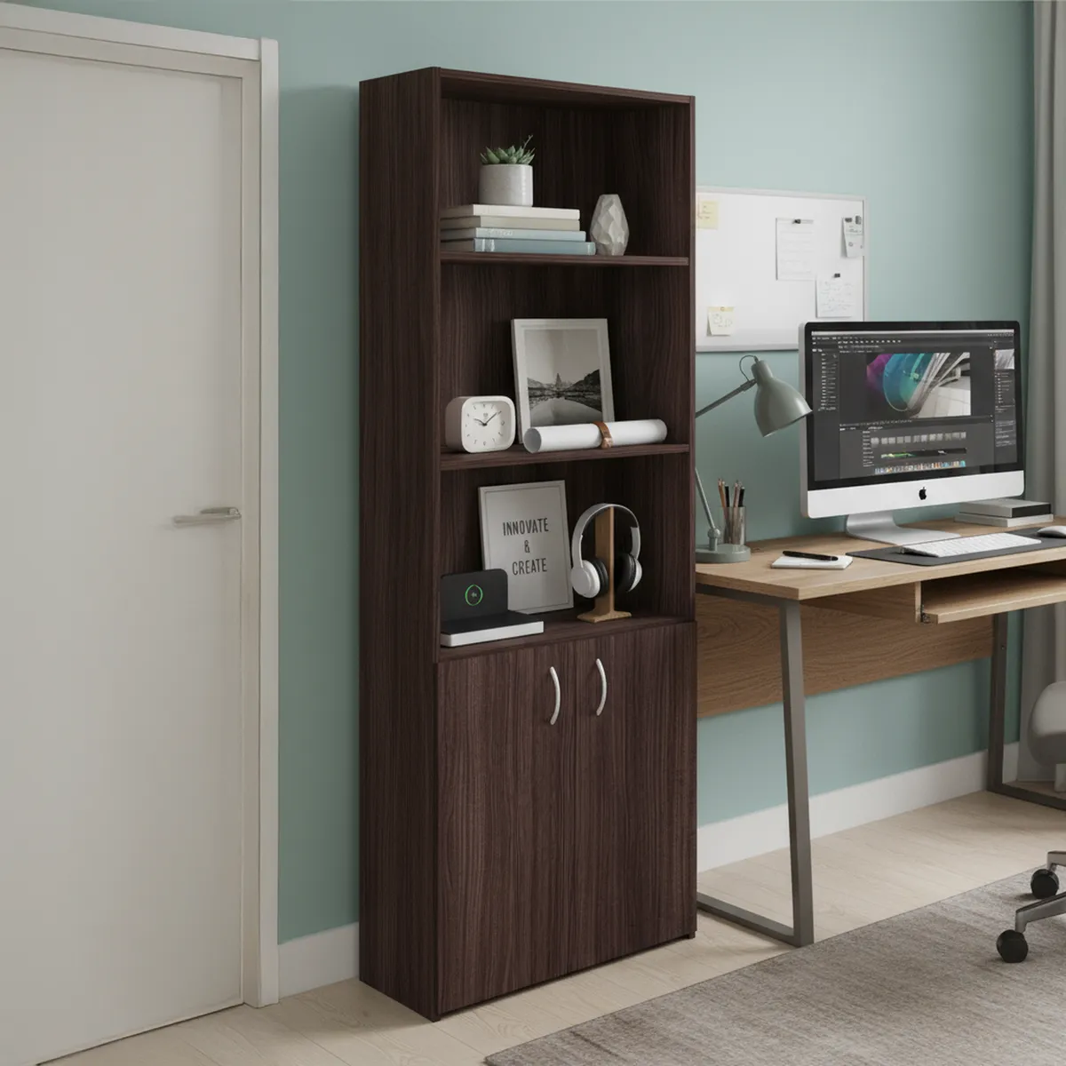 AGM - Gabinete Melamina 6 Nivel(es) 60x180x30 cm Roble/Dakar