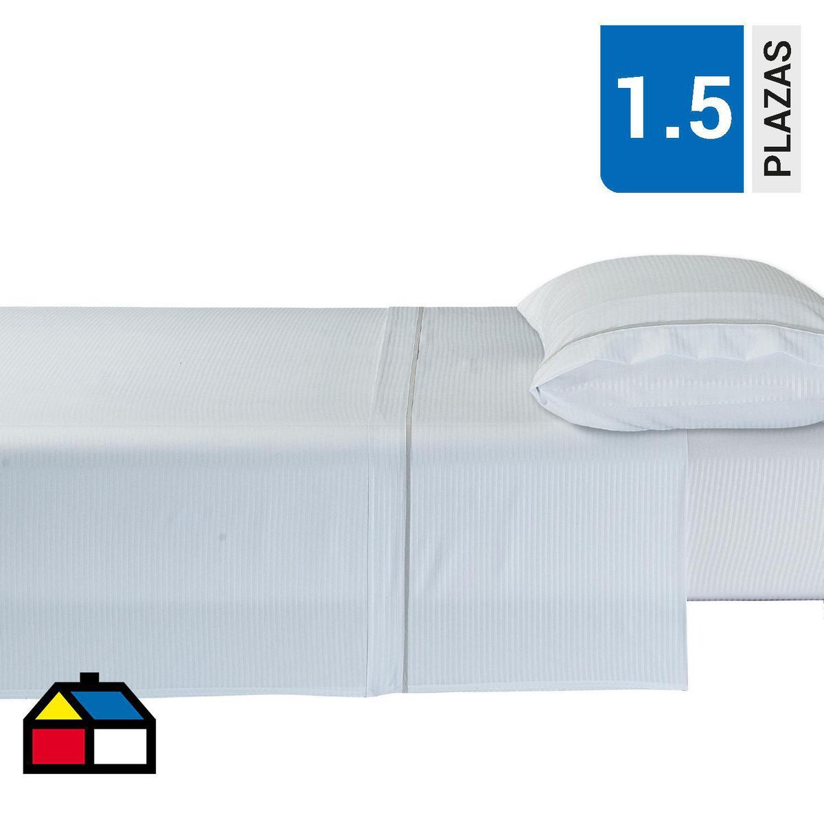 VEKKAHOME - Juego de Sábanas Andes 1.5 plazas 144 Hilos Blanco