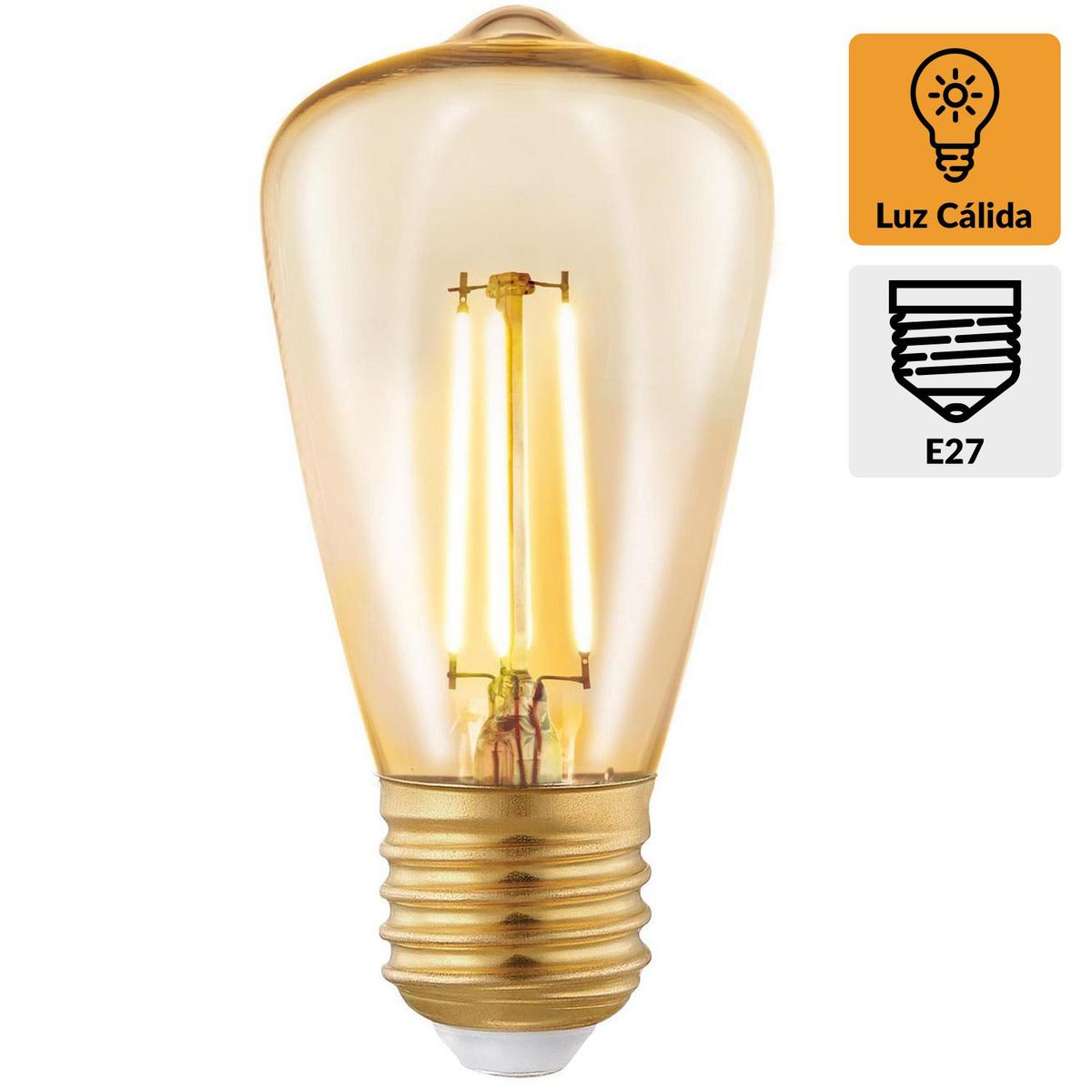 EGLO - Ampolleta Led Filamentos 3.5 W E27 220 lm Luz Cálida
