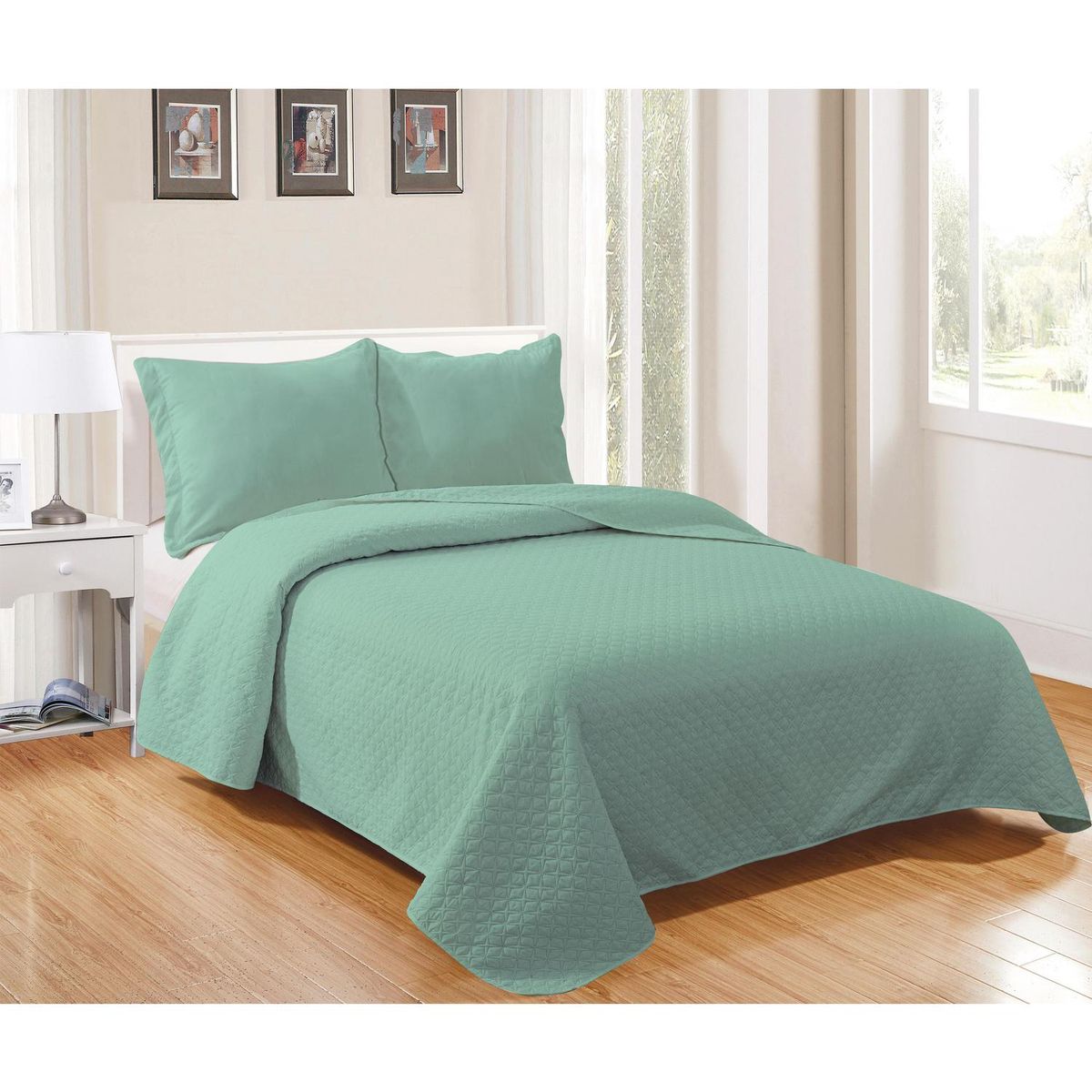 MASHINI - Cubrecama Quilt 2 plazas Cordoba Turquesa 