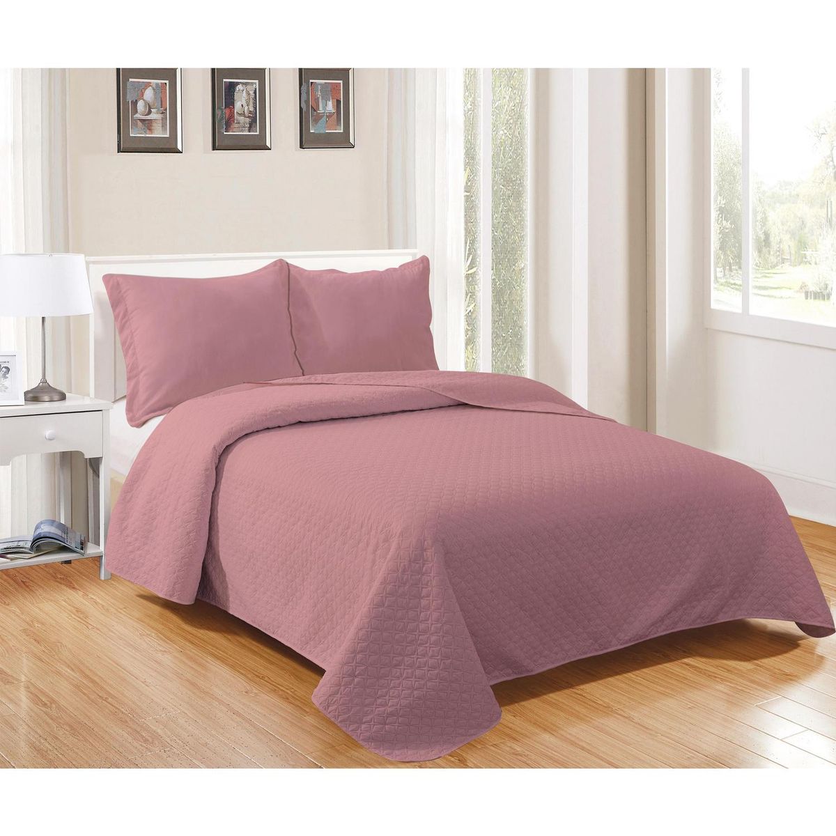 MASHINI - Cubrecama Quilt 1.5 plazas Cordoba Rosado 