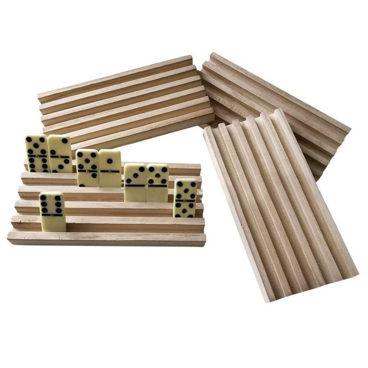 VADELL - Juego 4 Porta Domino De Mader