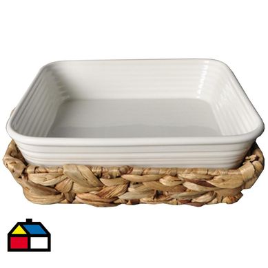 Fuente 25x7,9x28 cm blanca cermica/jacinto de agua