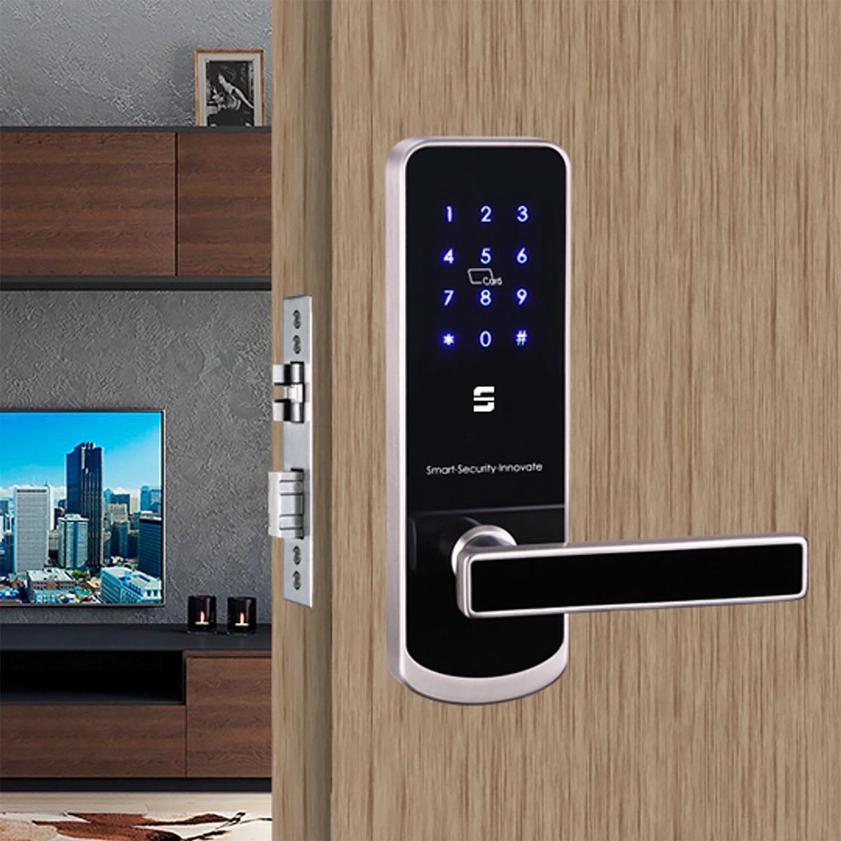 SCANAVINI - Cerradura digital derecha BT picaporte-cerrojo/níquel satinado