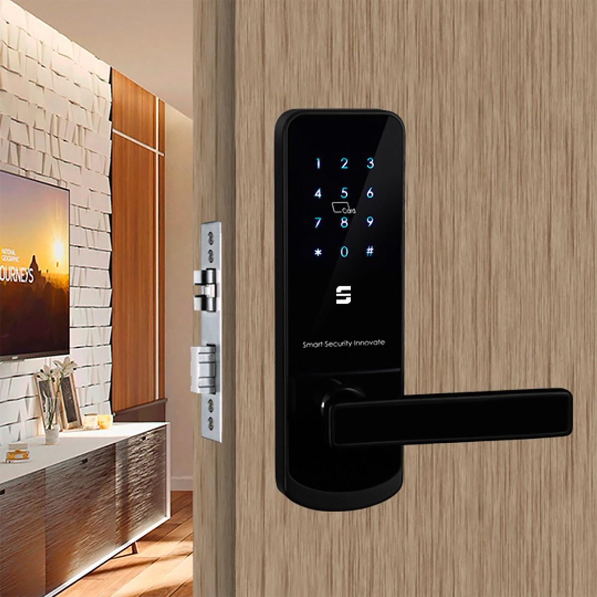 SCANAVINI - Cerradura digital derecha BT picaporte-cerrojo/níquel negro