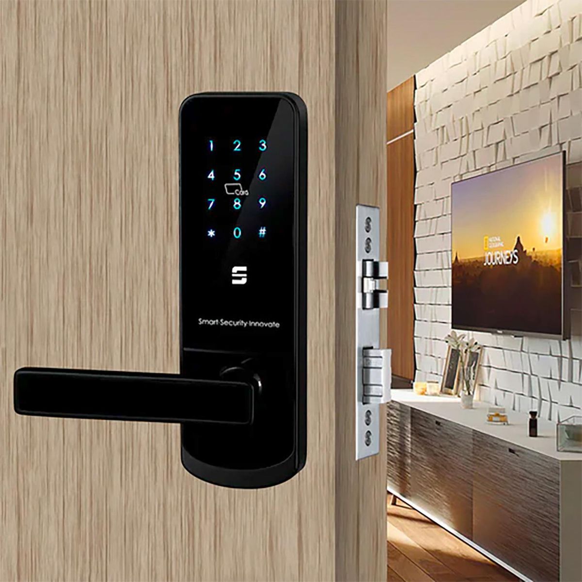 SCANAVINI - Cerradura digital izquierda BT picaporte-cerrojo/níquel negro