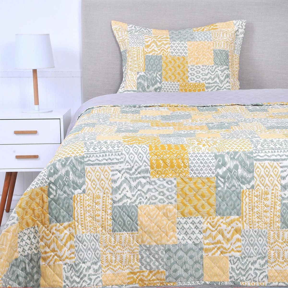 MASHINI - Cubrecama Quilt 1.5 plazas Patchwork Multicolor 