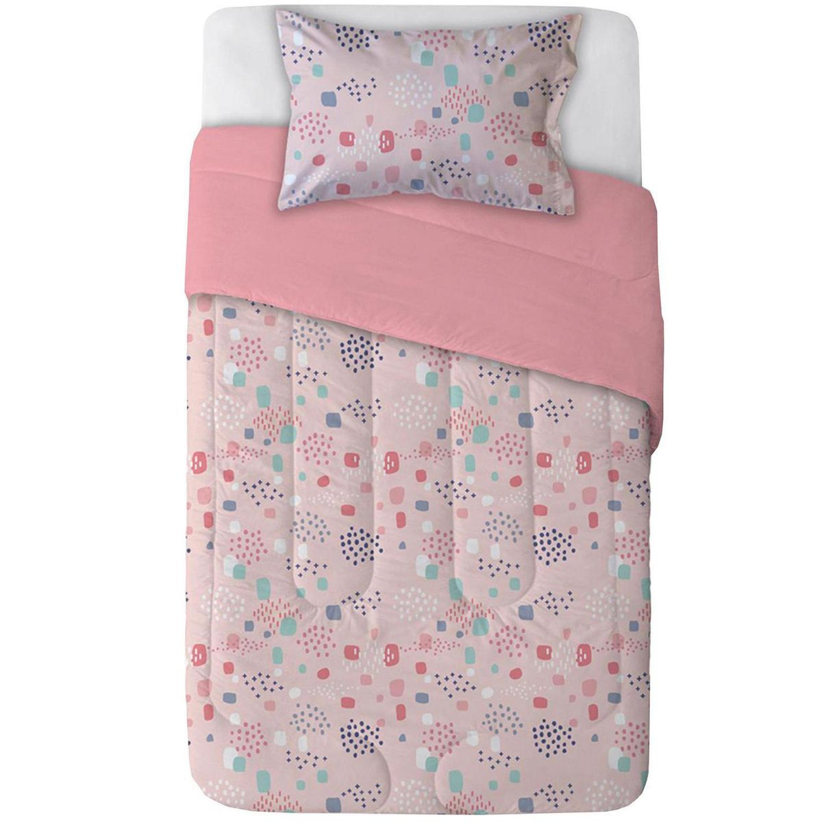 MASHINI - Cubrecama Quilt 1.5 plazas Cordova Rosado 