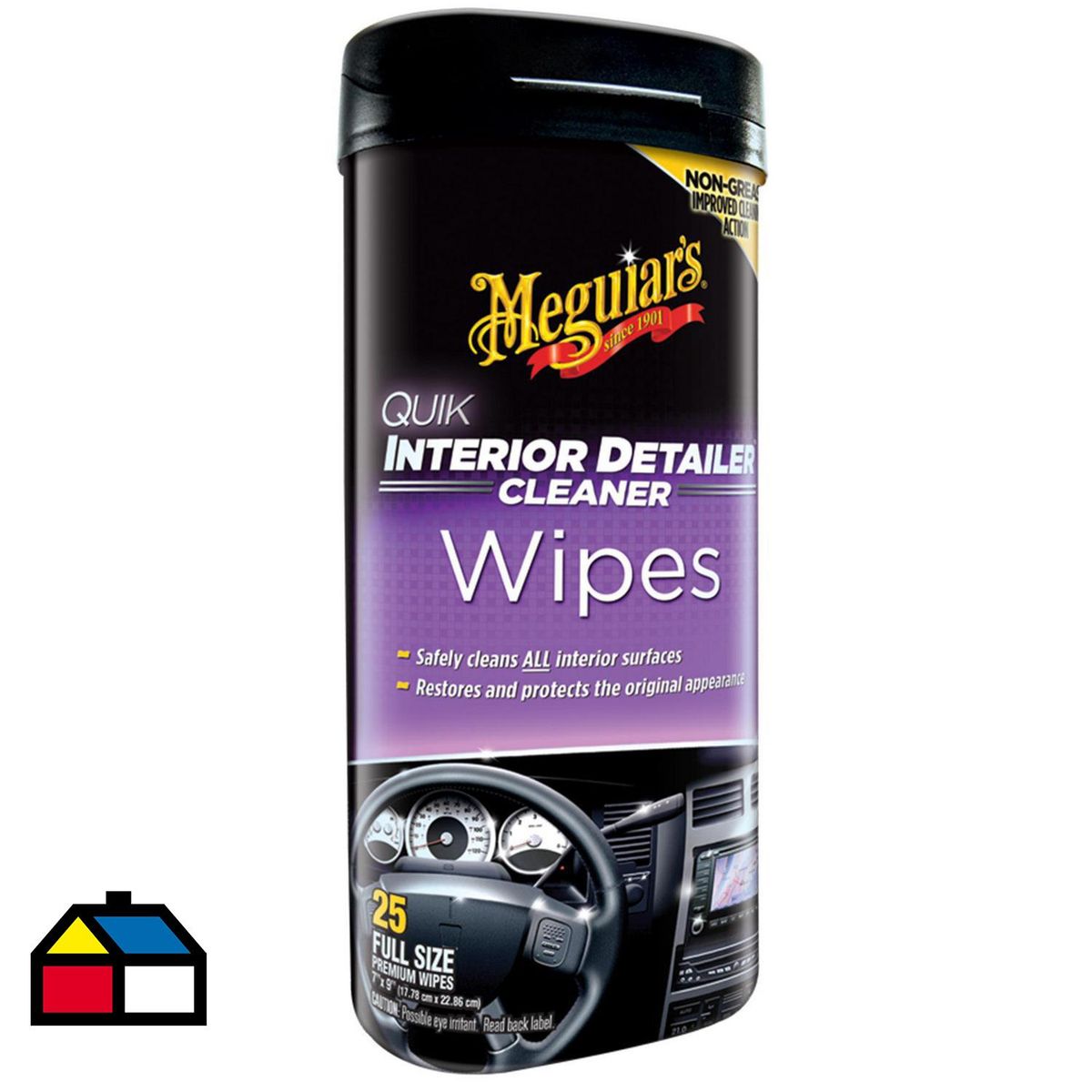 MEGUIARS - Toallitas Húmedas Meguiars Limpia Interior Auto 25 Unidades