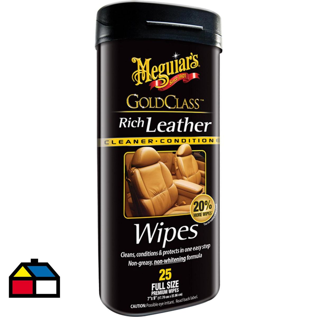 MEGUIARS - Toallitas Húmedas Meguiar's para Cuero de Auto Limpieza y Protección Uv 25 Unidades