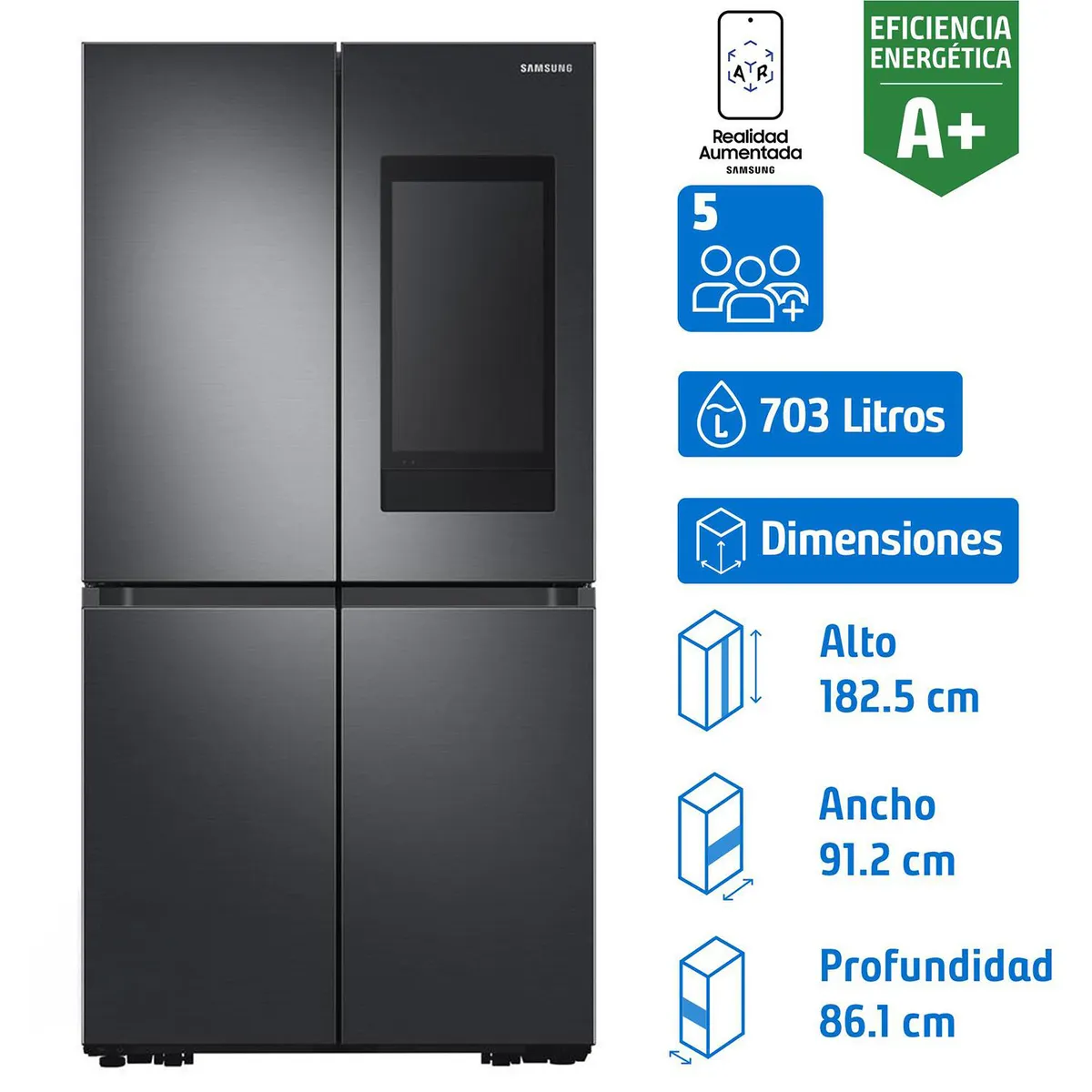 SAMSUNG - Refrigerador French Door No Frost 703 Litros Black RF71A9771SG/ZS