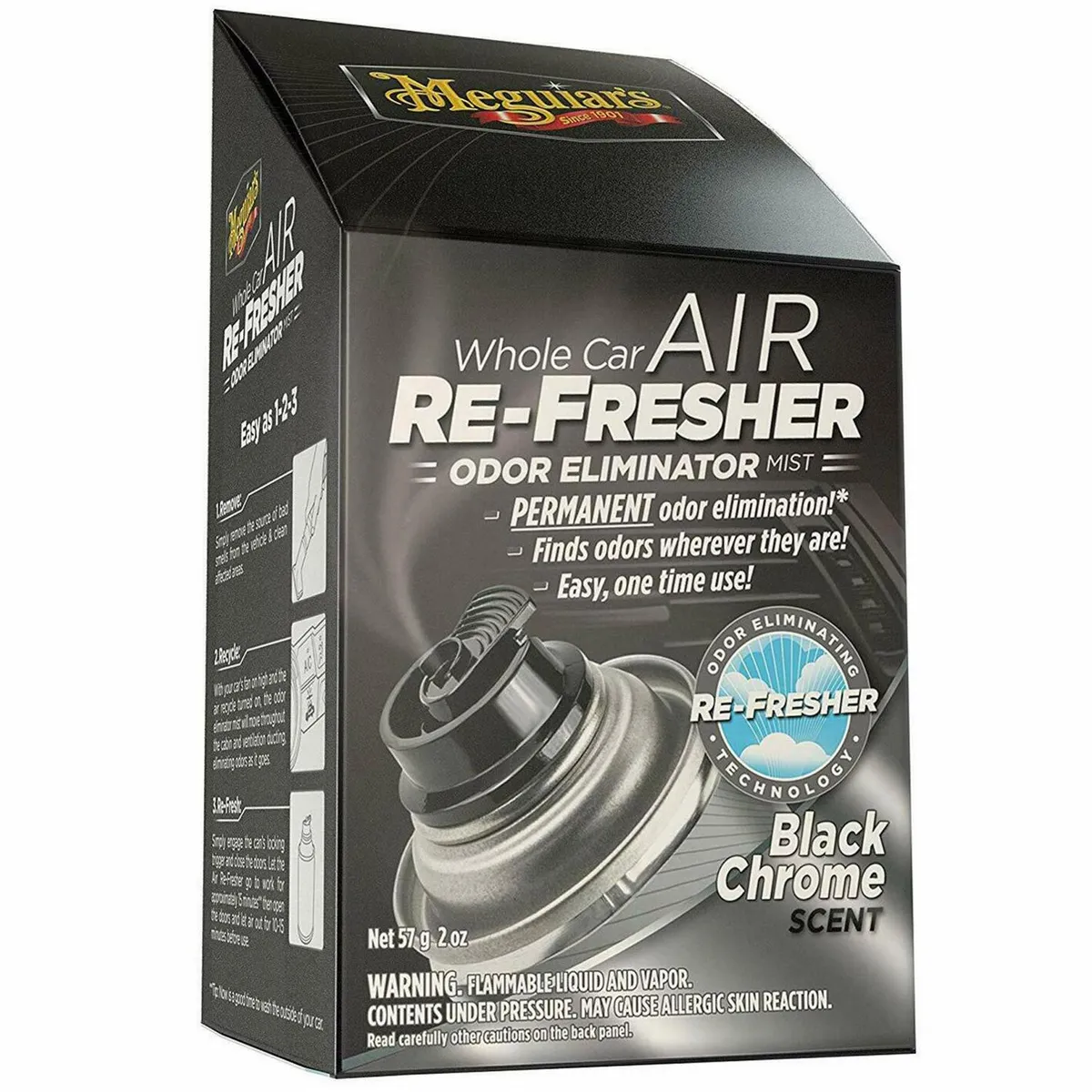 MEGUIARS - Eliminador de Olores Auto Meguiars Black Chrome Refrescante 57 gr