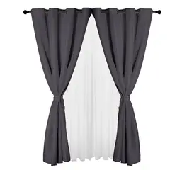 MASEL - Set Cortinas Yasmin Tela 140x220 cm Gris Oscuro