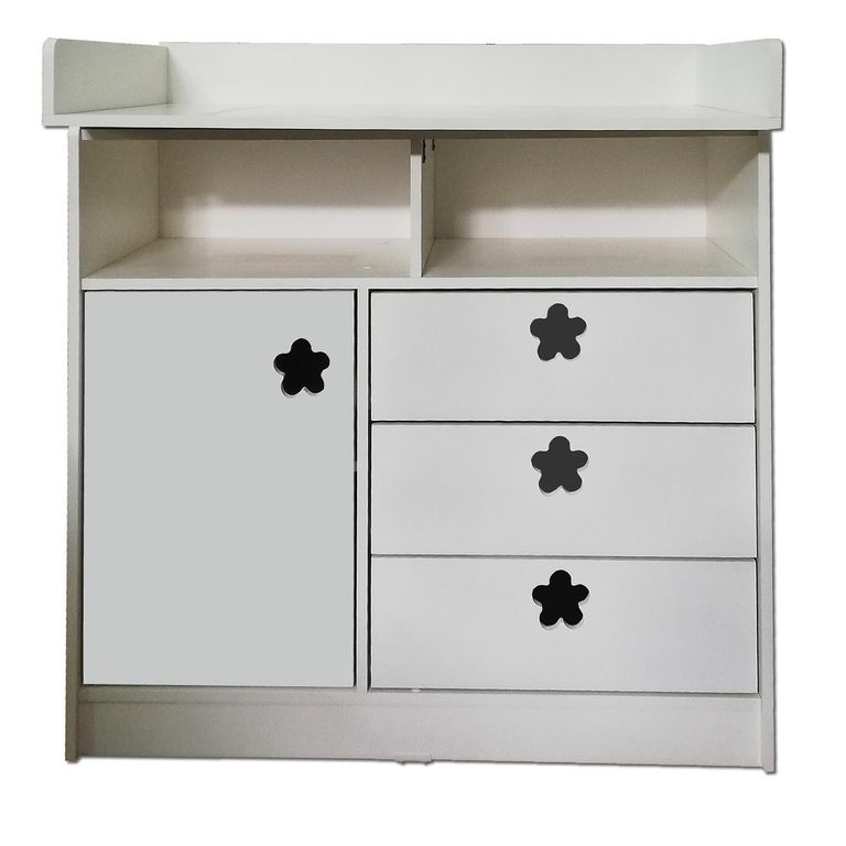 Cómoda 3 Cajón(es) Blanca Flor 100x110x100 cm Blanco