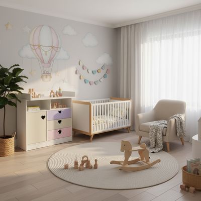 Imagen 2 del producto Cómoda 1 Puerta 3 Cajón(es) Mudador 100x120x100 cm Crema Lila