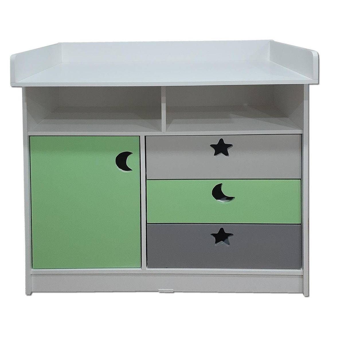 MUEBLES KIDS - Cómoda 1 Puerta 3 Cajón(es) Mudador 100x110x75 cm Verde Gris