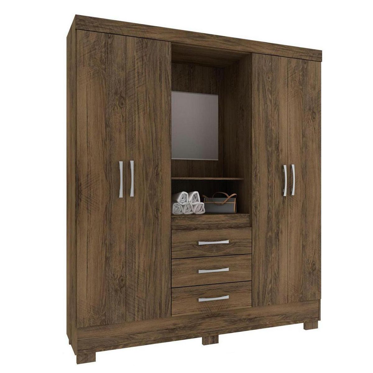 ALTAVISION - Clóset Agreste 4 Puerta(s) 3 Cajón(es) 6 Repisa(s) 162x180x40 cm Café Oscuro