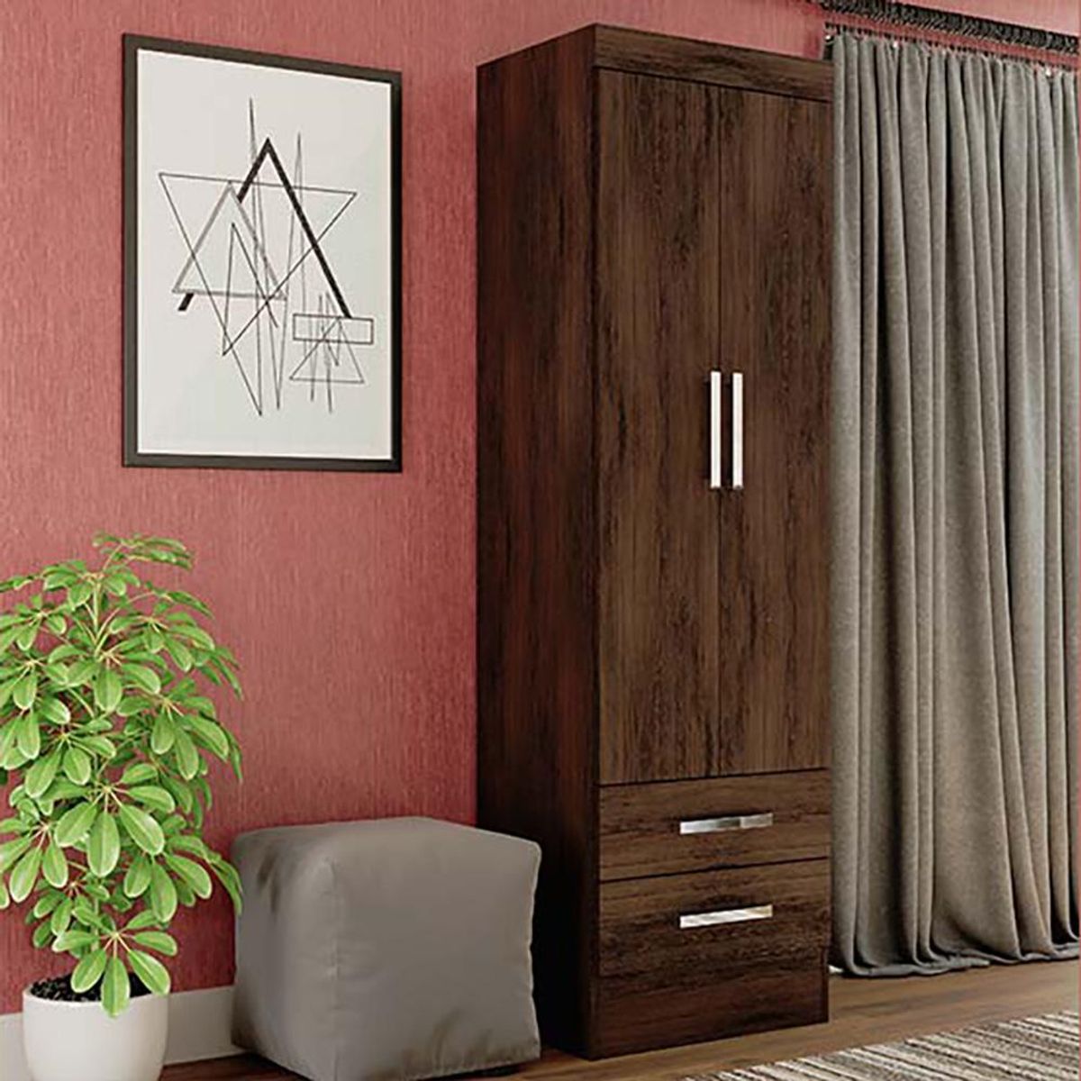ALTAVISION - Clóset Smart 2 Puerta(s) 2 Cajón(es) 2 Repisa(s) 54.8x180x40 cm Café
