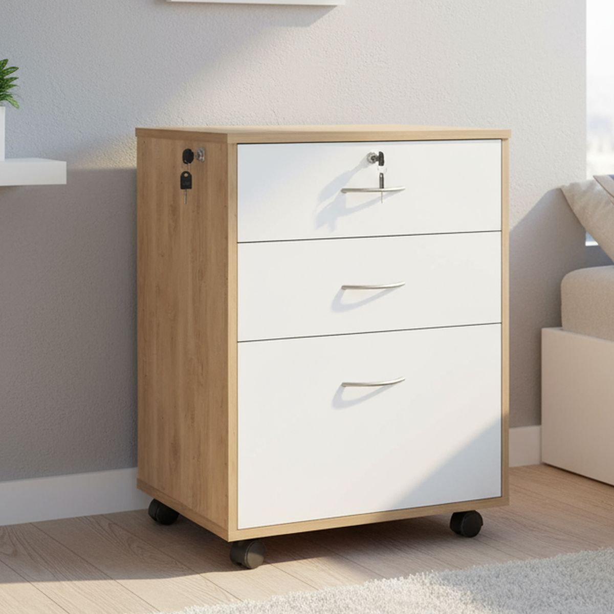 AGM - Cajonera 3 Cajón(es) Erika 42x67x49 cm Jerez con Blanco