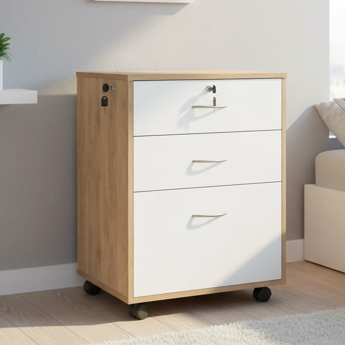 AGM - Cajonera 3 Cajón(es) Erika 42x67x49 cm Jerez con Blanco