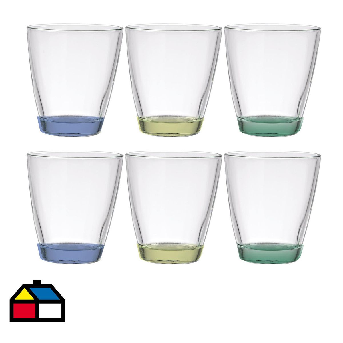 CASA BONITA - Set 6 Vasos Bajo de Vidrio 315 ml Transparente