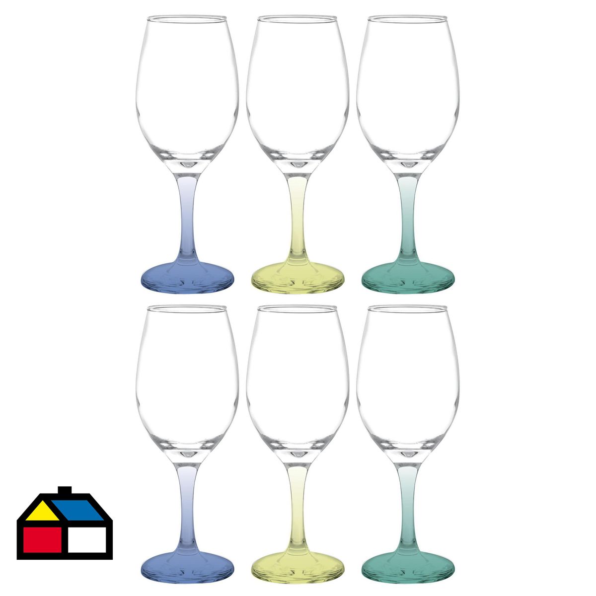 CASA BONITA - Set 6 Copas de Vino tinto 386 ml Vidrio Transparente