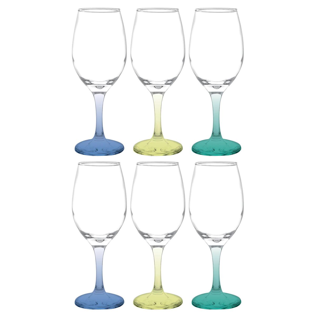 CASA BONITA - Set 6 Copas Vino Tinto 386 ml Vidrio Colores