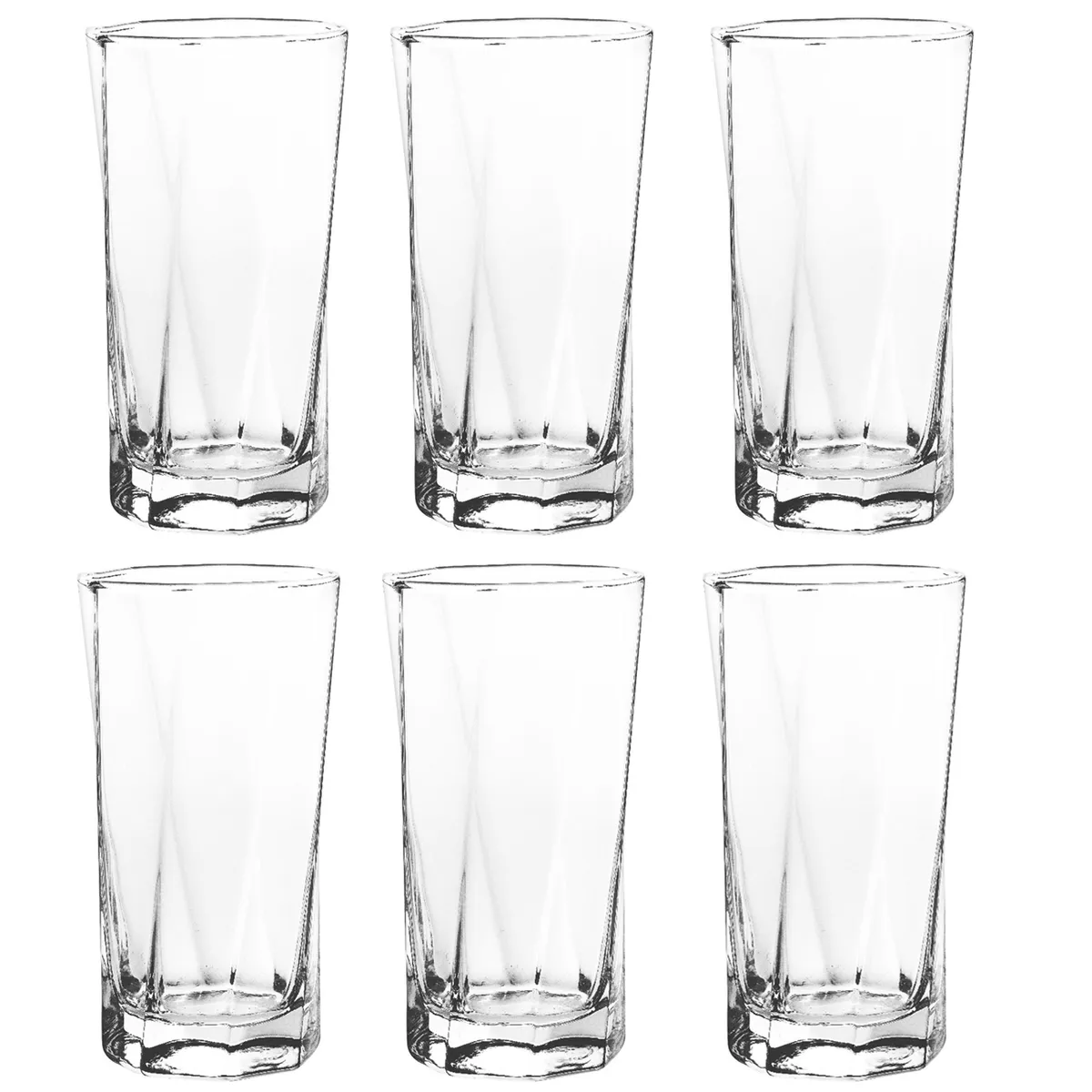 JUST HOME COLLECTION - Set 6 Vasos Alto de Vidrio 353 ml Transparente