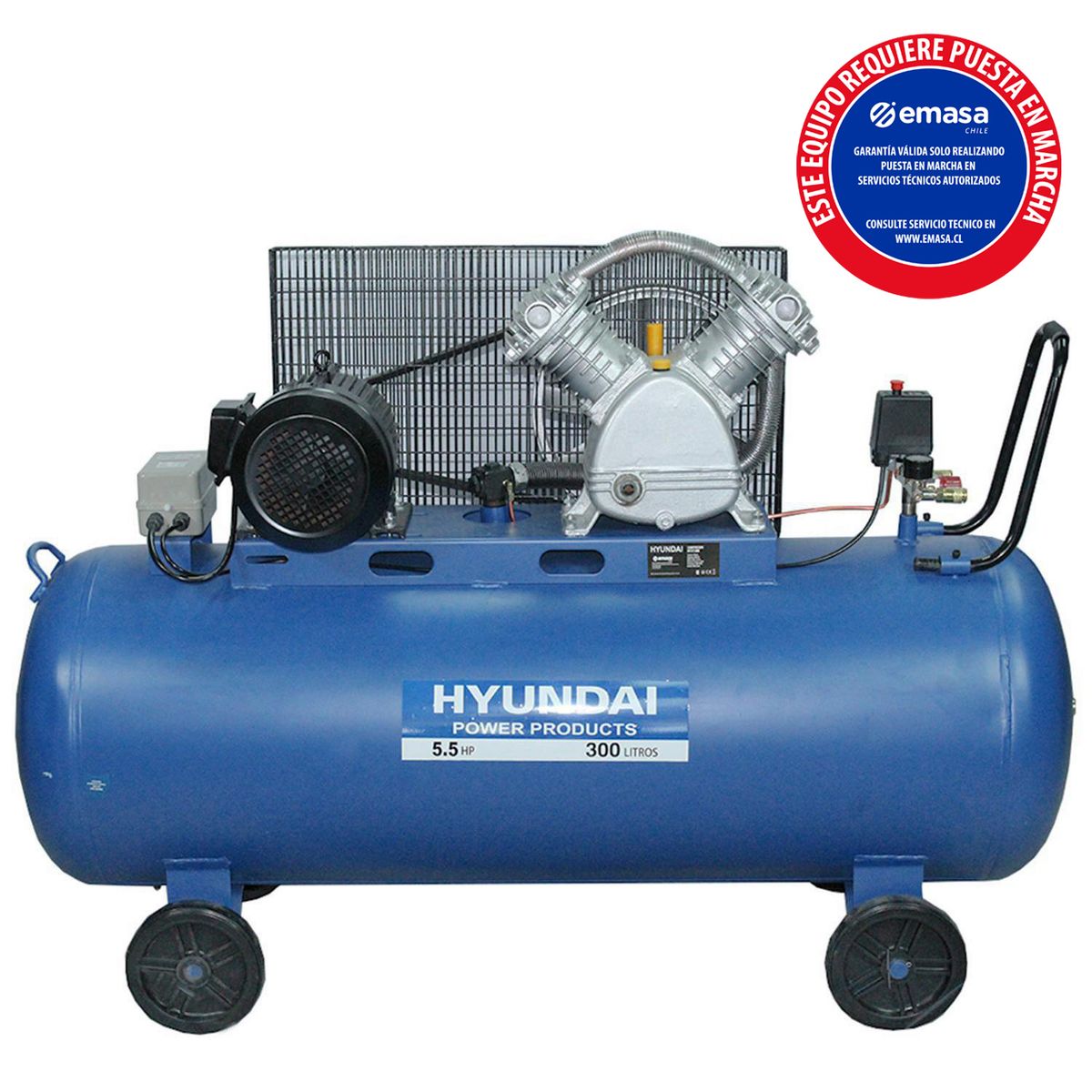 HYUNDAI - Compresor de Aire Trifásico 5.5 HP 300 Litros 82HYHM300