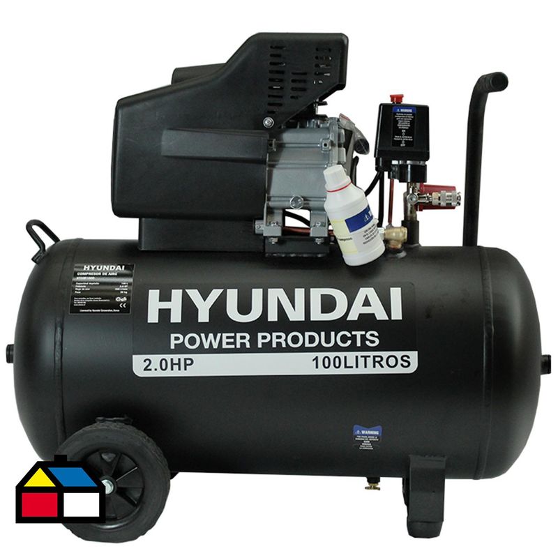 HYUNDAI - Compresor de Aire 2 HP 100 Litros 82HYHM100D