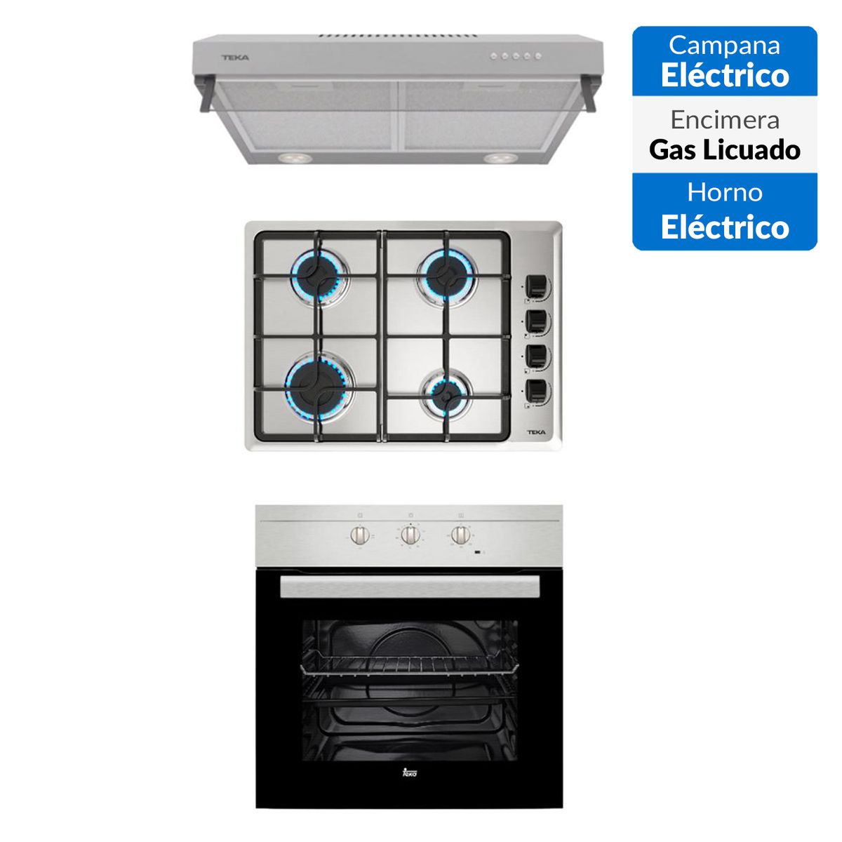 TEKA - Combo horno + encimera gas butano + campana tradicional