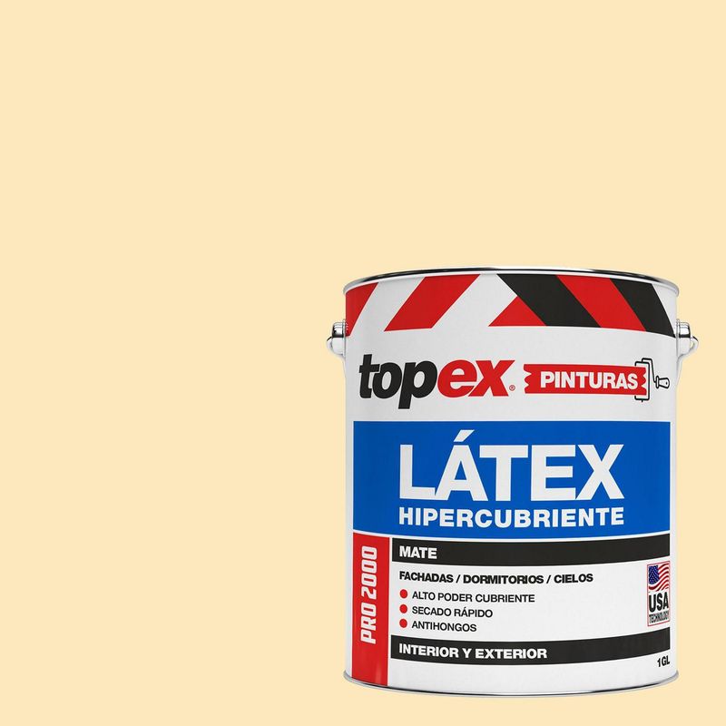 TOPEX - Pintura Látex Extracubriente Antihongos Mate 1 galón(es) Amarillo