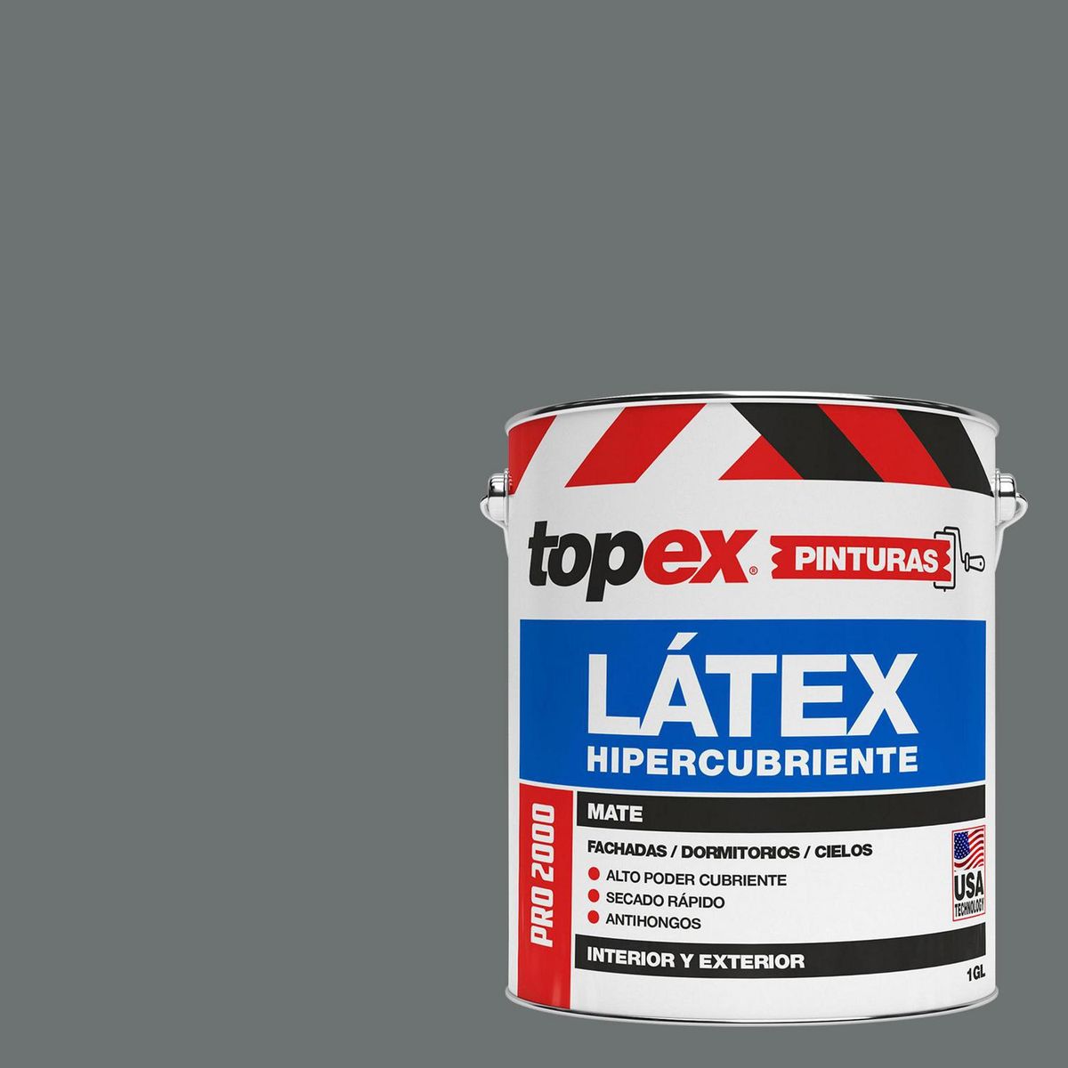 TOPEX - Pintura Látex Extracubriente Antihongos 1 galón(es) Mate Gris