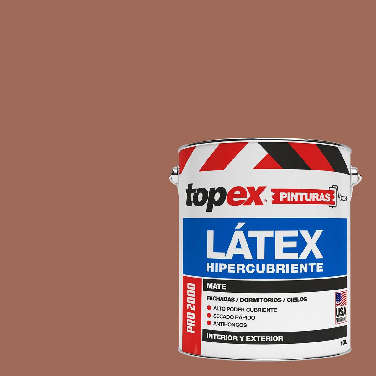 TOPEX - Pintura Látex Extracubriente Antihongos Semibrillante 1 galón(es) Café 