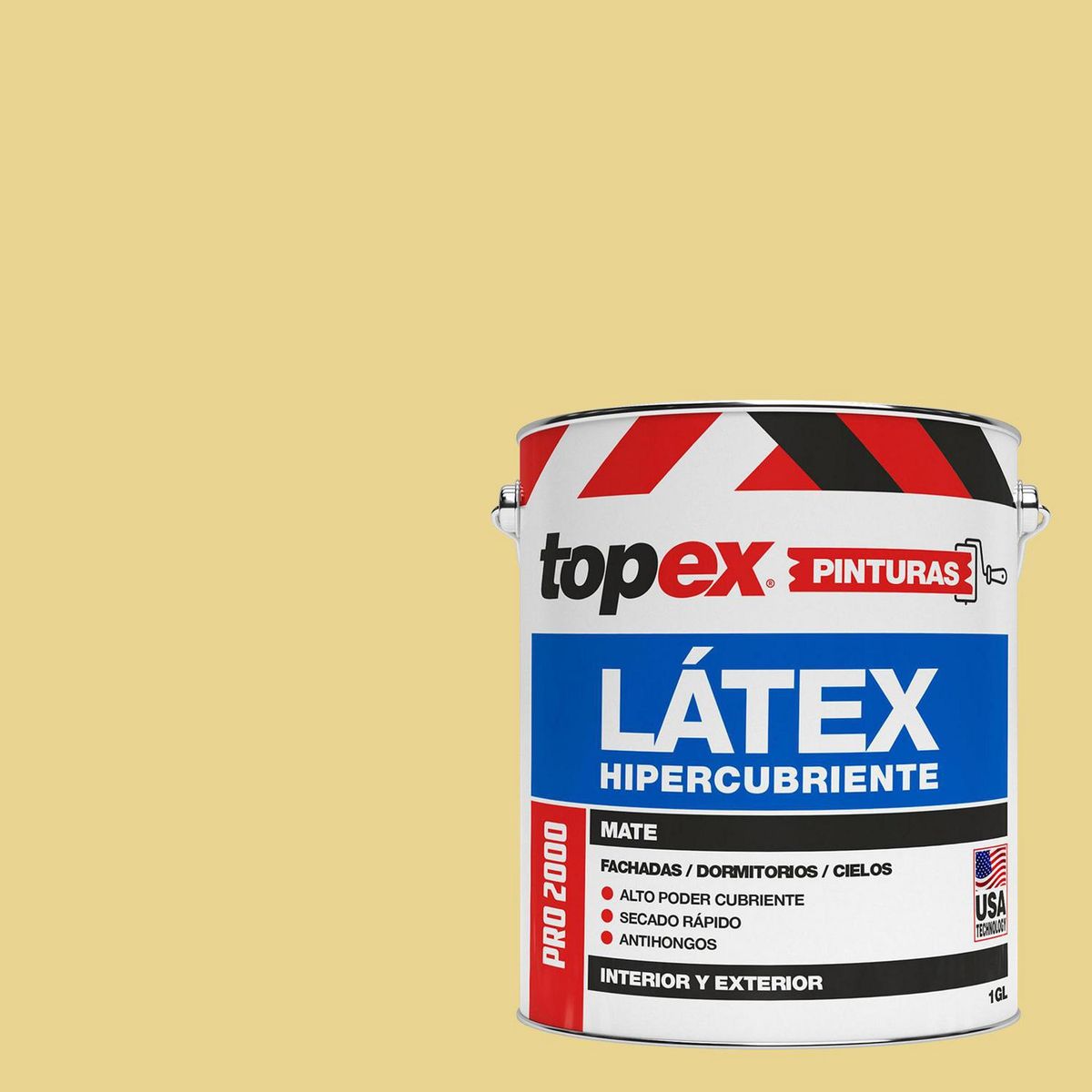 TOPEX - Pintura Látex Extracubriente Antihongos 1 galón(es) Mate Amarillo