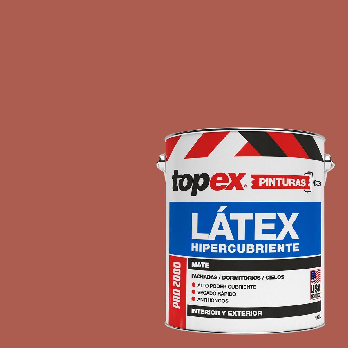 TOPEX - Pintura Látex Extracubriente Antihongos Mate 1 galón(es) Rojo 