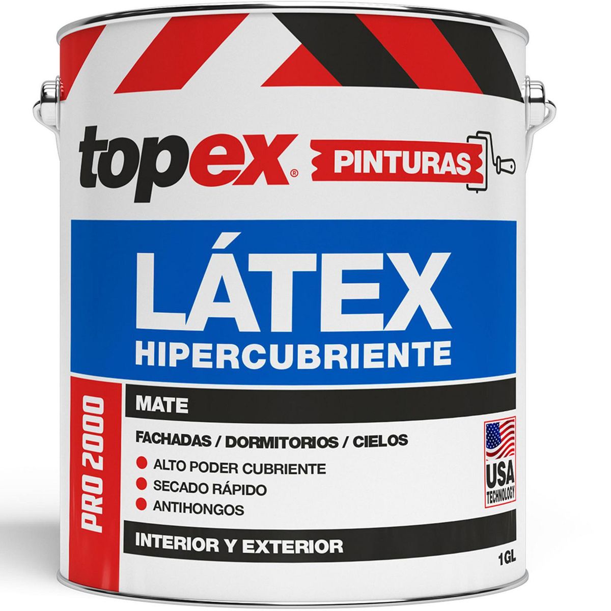 TOPEX - Pintura Látex Extracubriente Antihongos Mate 1 galón(es) Rojo 