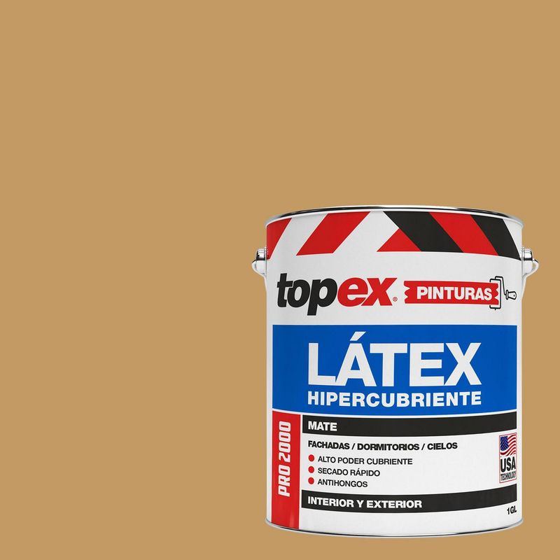 TOPEX - Pintura Látex Extracubriente Antihongos Mate 1 galón(es) Café