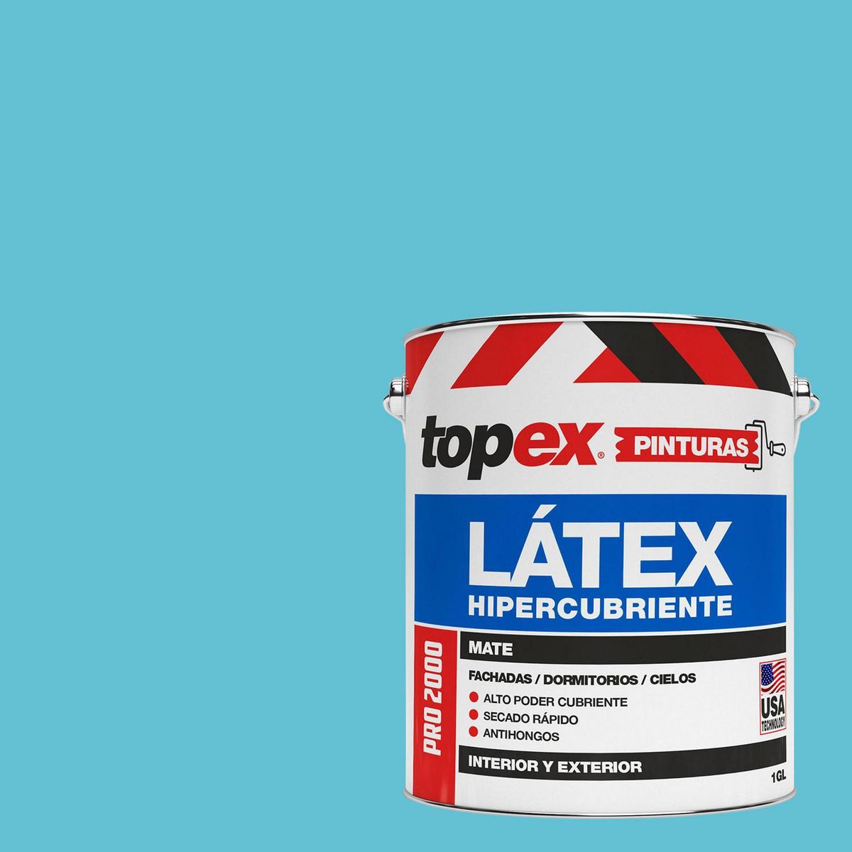 TOPEX - Pintura Látex Extracubriente Antihongos Mate 1 galón(es) Celeste 