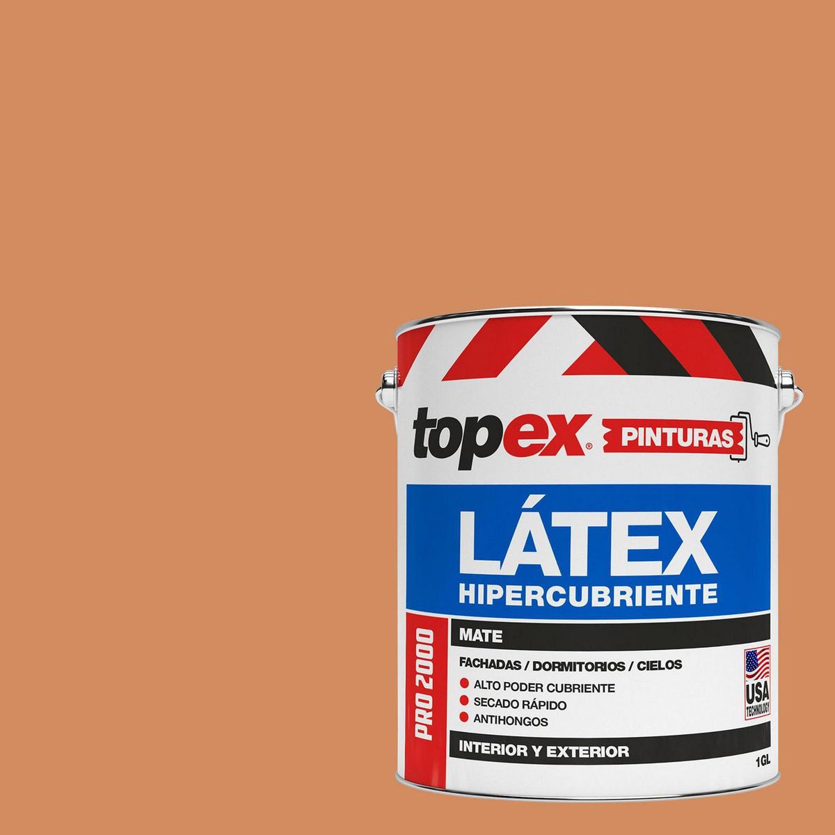 TOPEX - Pintura Látex Extracubriente Antihongos Mate 1 galón(es) Naranjo Damasco 