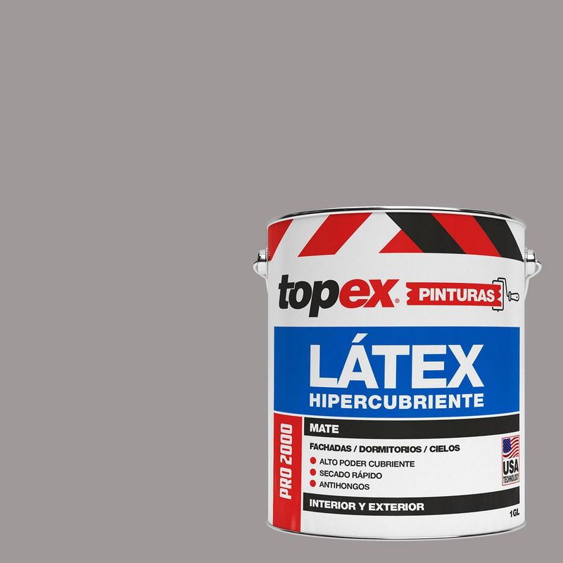 TOPEX - Pintura Látex Extracubriente Antihongos Mate 1 galón(es) Gris