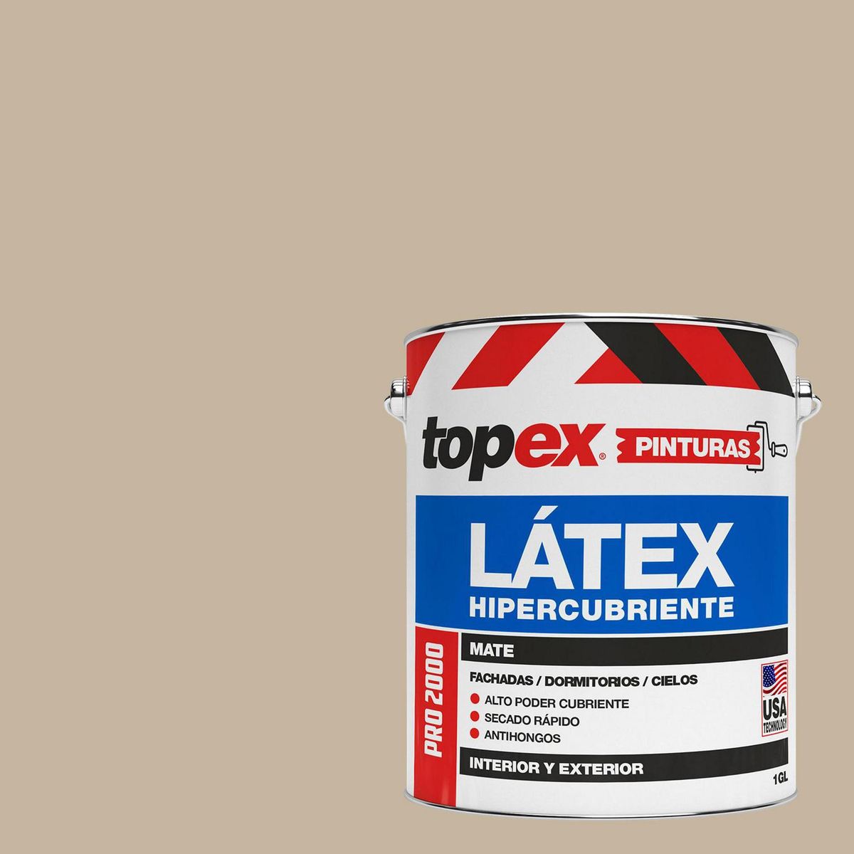 TOPEX - Pintura Látex Extracubriente Antihongos 1 galón(es) Mate Blanco Crema