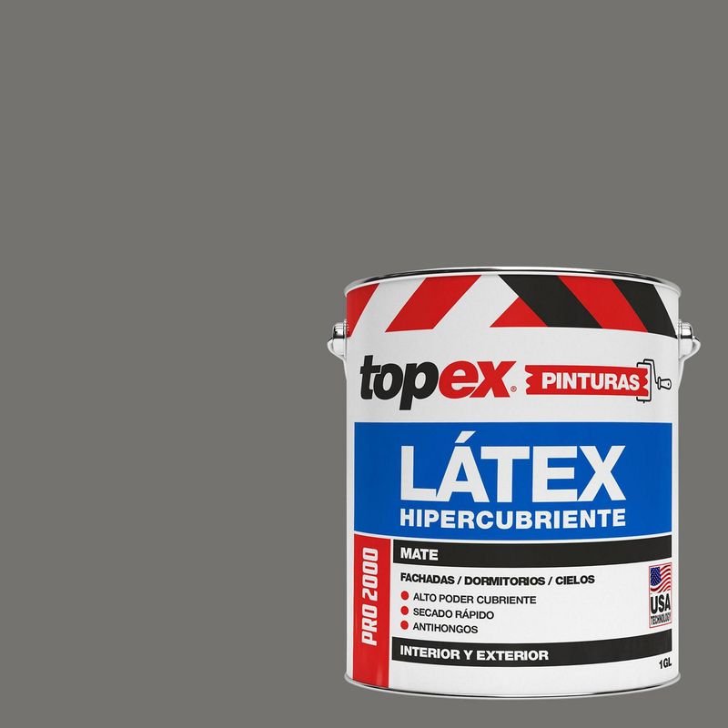 TOPEX - Pintura Látex Extracubriente Antihongos Mate 1 galón(es) Gris