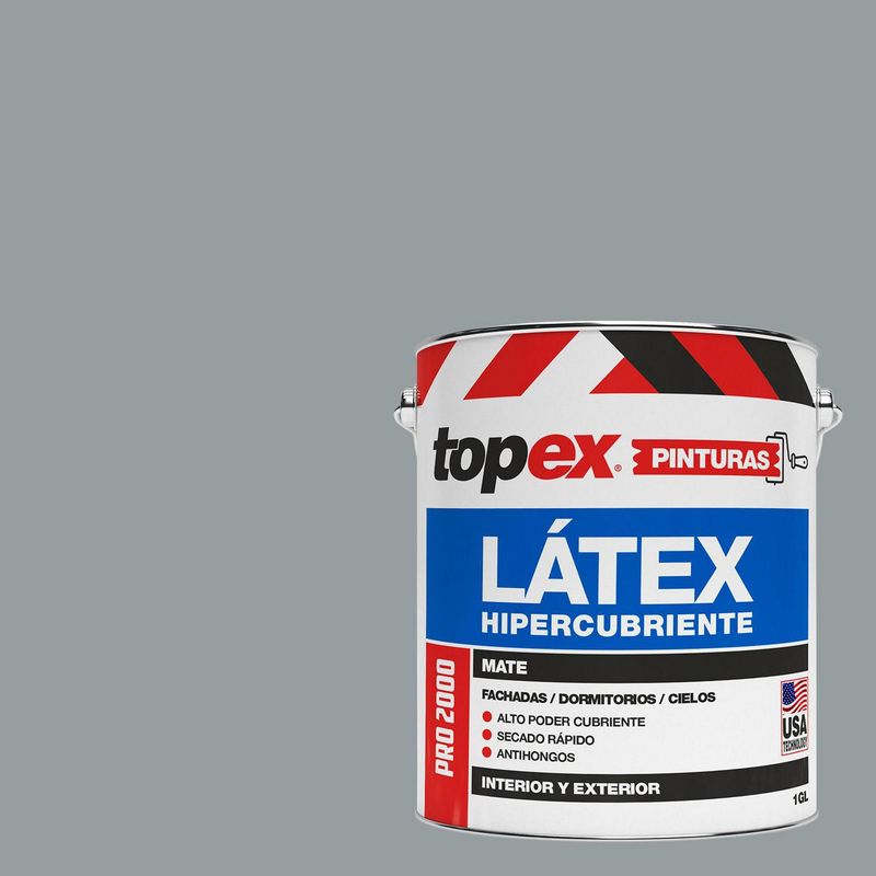 TOPEX - Pintura Látex Extracubriente Antihongos Mate 1 galón(es) Gris