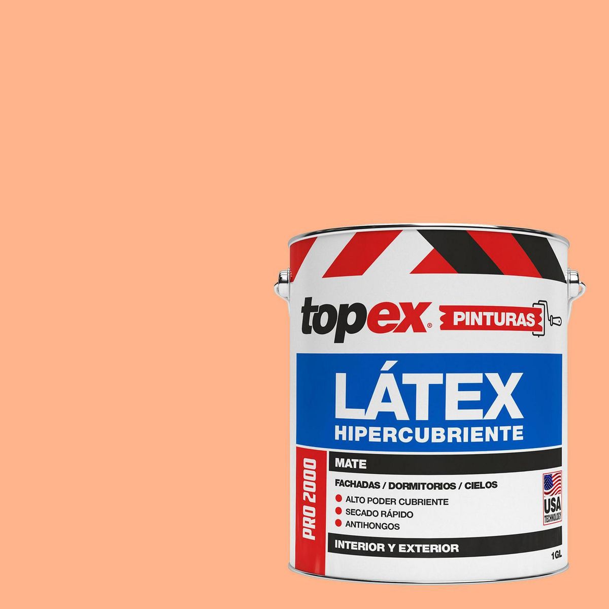 TOPEX - Pintura Látex Extracubriente Antihongos Mate 1 galón(es) Naranjo Damasco 