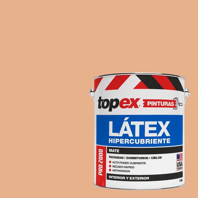 TOPEX - Pintura Látex Extracubriente Antihongos Mate 1 galón(es) Naranjo Damasco