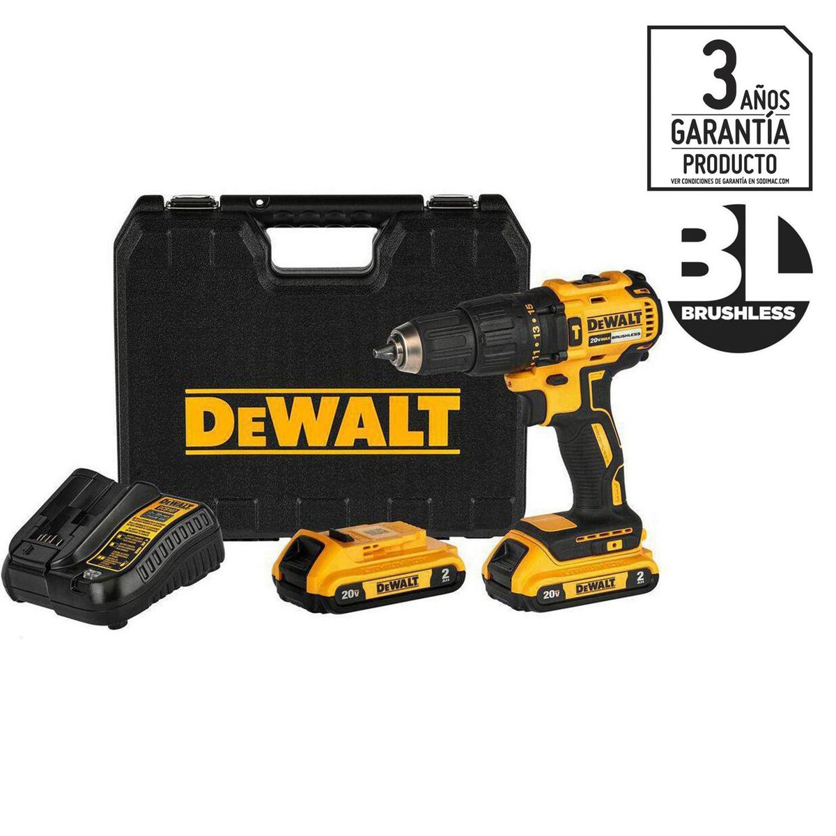 DEWALT - Taladro Percutor Inalámbrico 13 mm 20 V/2 Baterías